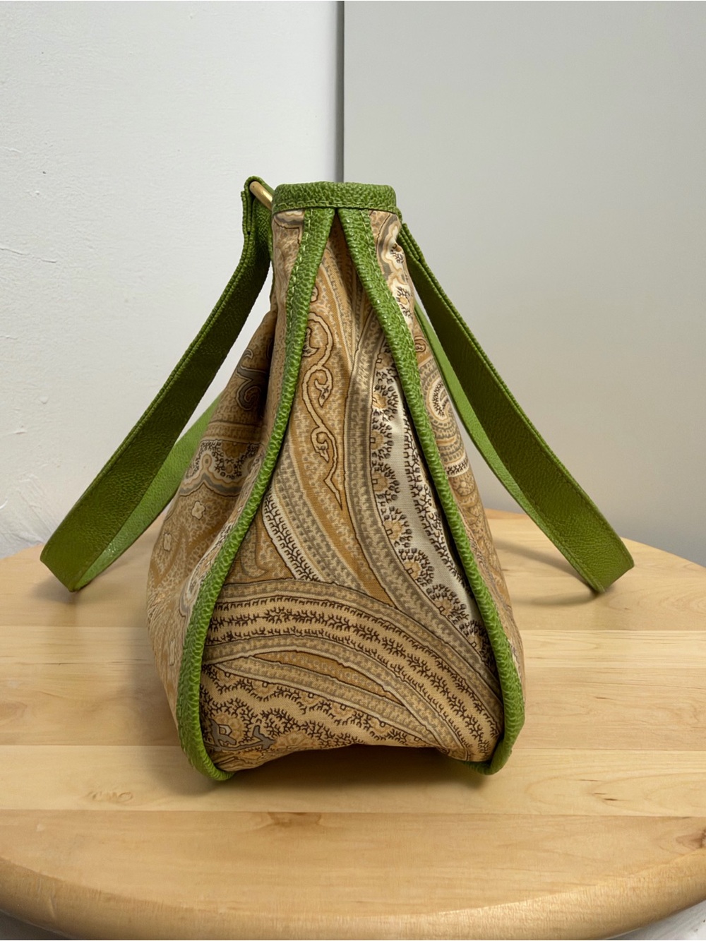 Etro Beige Paisley Bag with Green Trim and Handles - Picture 3 of 8